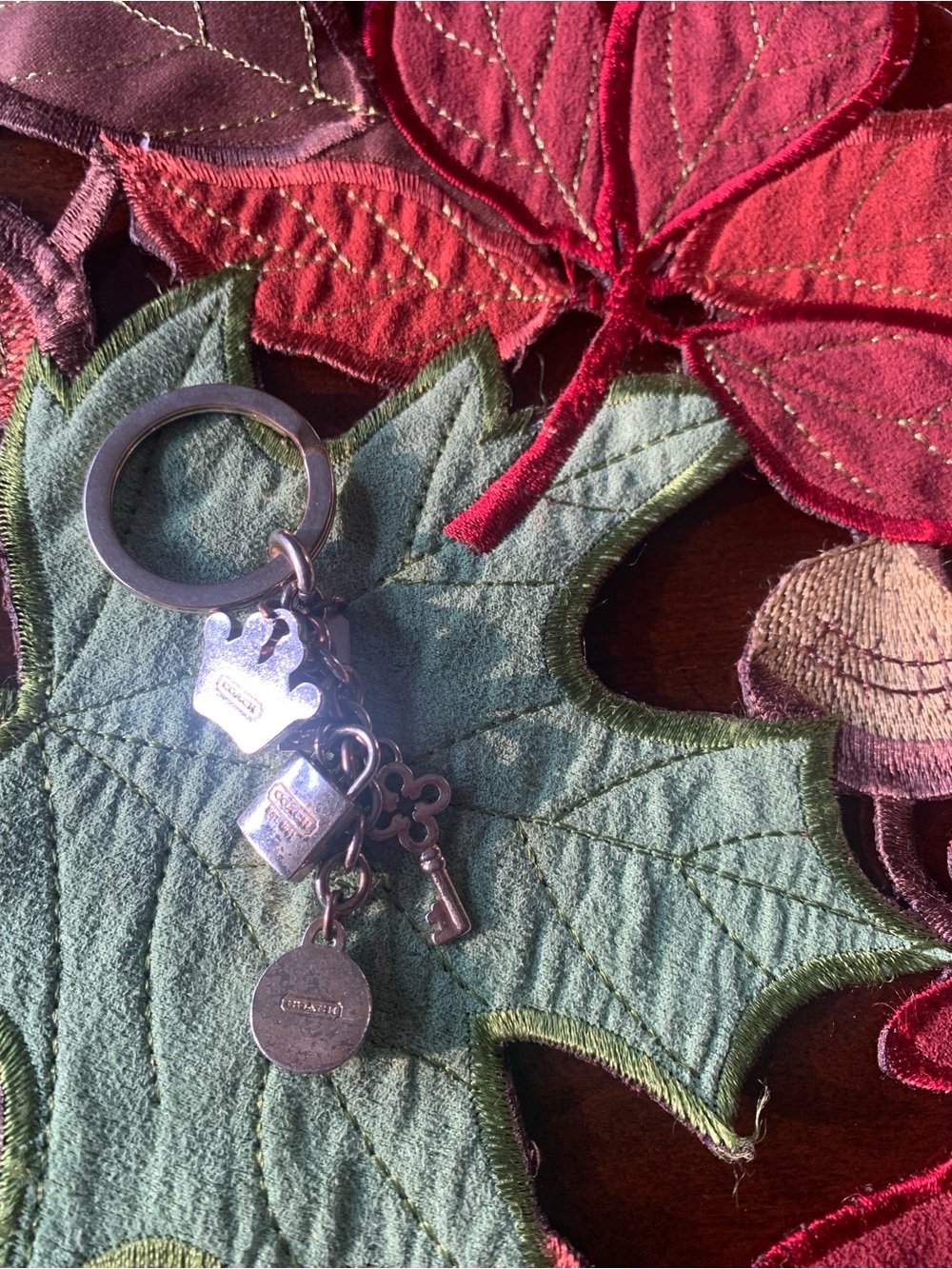 Coach Silver-Tone Crown, Padlock and Key Charm Keyring
